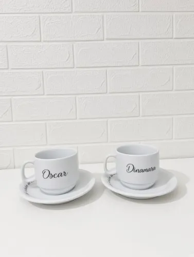 Conjunto pires e xícaras personalizados