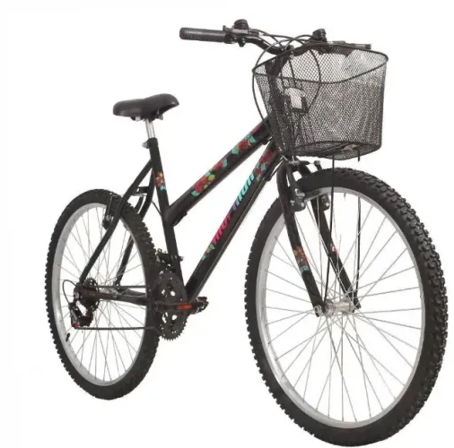 Bicicleta Aro 26 Safira com Cesta Mormaii - Preta