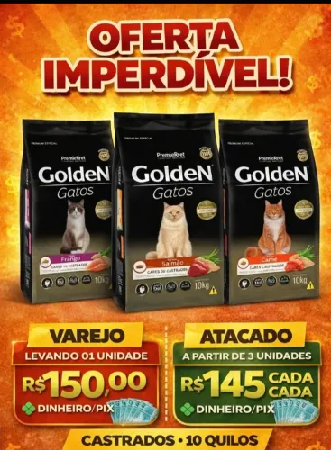 Ração golden gatos castrados 10kg, fazemos entregas em todo DF, leia descrição