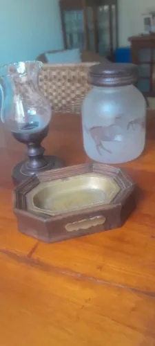 Conjunto três peças decoração/ utilidade boho chic