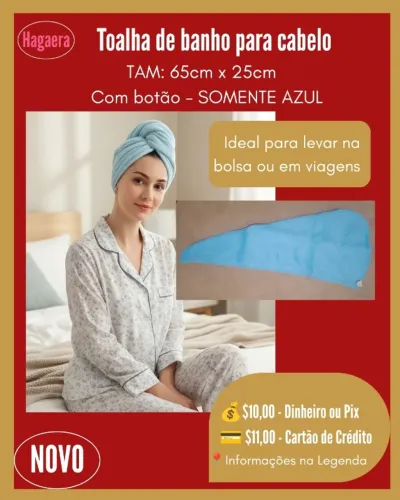 Novos: Toalha de Banho para cabelo - Serve para Adultos ou crianças (ÚLTIMAS)