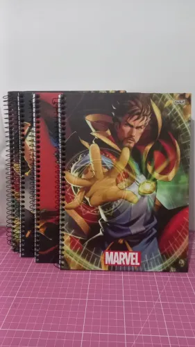 Kit 4 Cadernos Universitário Marvel 80 Folhas Capa Dura Sd