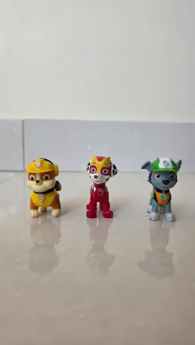 Lote 3 Bonecos Miniaturas Patrulha Canina (Rubble, Marshall e Rocky)