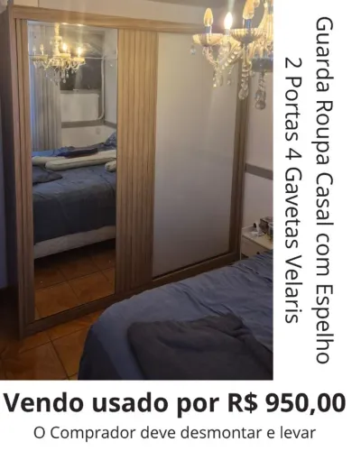Guarda Roupa Casal com Espelho 2 Portas 4 Gavetas Velaris Móveis Lopas