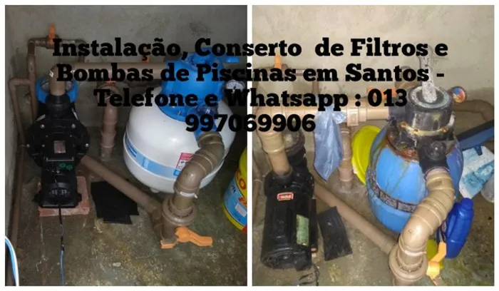 Instalação, conserto e manutenção de filtro e bomba (motor) de piscina em Santos