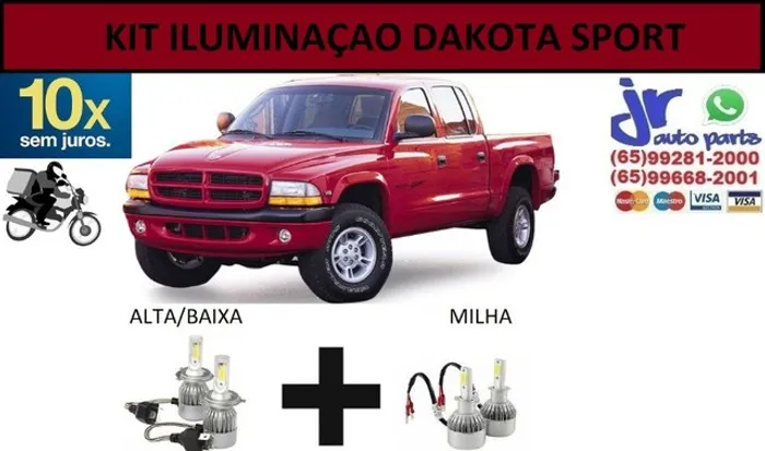 Kit Lampada Ultra LED (Alta/Baixa e Milha) Dakota Sport 6000K 12V 24V