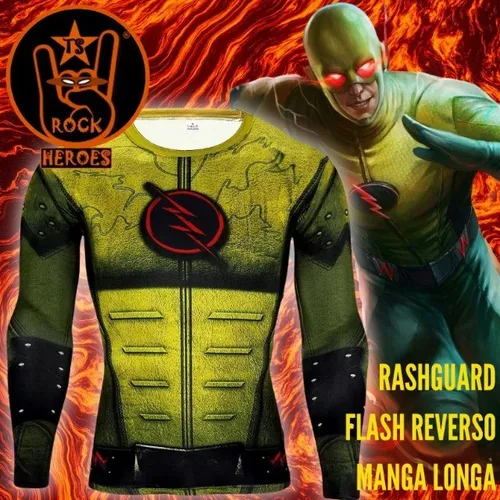 Camisa de Compressão Flash Reverso Manga Longa Rashguard Elastano