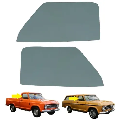 Par Vidro Porta Inteiriço C-10 D-10 C-14 C-15 Veraneio Sem Quebra Vento Verde