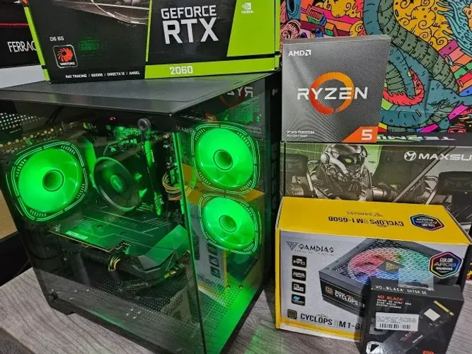 Pc Gamer Novo Ryzen 5, RTX 2060, 16 ram, 512gb ssd 1 ano de garantia