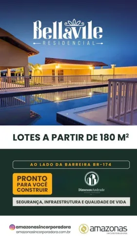 Lotes de 180 e 150 m² à venda - Cond. Bellavile e Gran Villagio, Tarumã-Açu, Manaus-AM