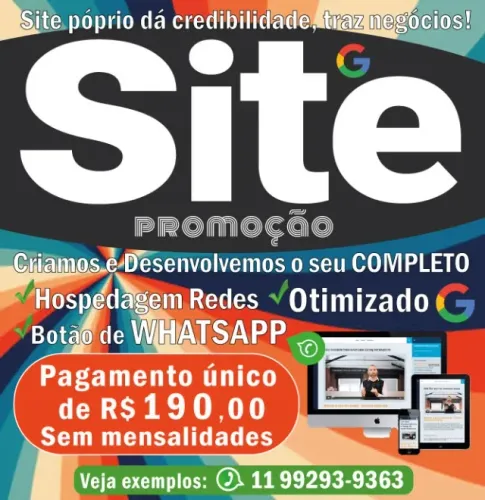 SITE COMPLETO OTIMIZADO NO GOOGLE OERSWONALIZADO COM WHATSAPP E SEM MENSALIDADES