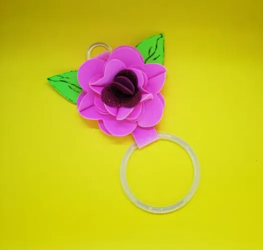 Porta-Pano de Prato com Flor Rosa