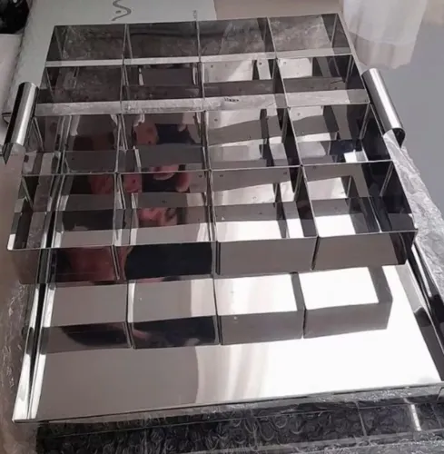 Forma Assadeira Inox Pão de mel bolo brownie quadrada 7x7 com 16 cavidades - são 2 kits