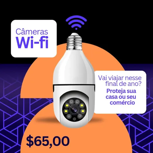 Câmera Wi-fi Lâmpada Espiã Segurança Residencial + SD