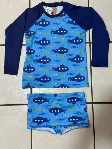 Conjunto Sunga Boxer Infantil e Blusa proteção uv+ moda praia