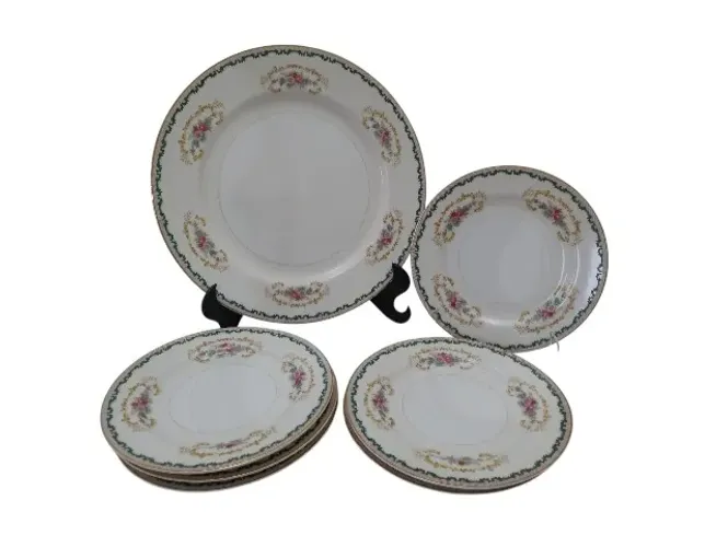 Antigo Prato Bolo E Sobremesa 6 Unid. Porcelana Jyoto 
