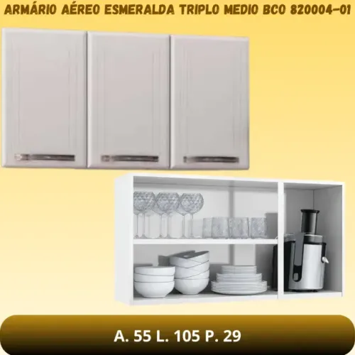 ARMARIO ESMERALDA TRIPLO MEDIO BRANCO SEM VIDRO - 560,00