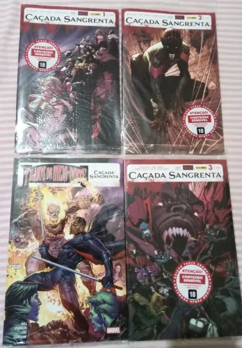 Arco Caçada Sangrenta com três HQs + HQ filhos da meia noite Marvel comics Panini