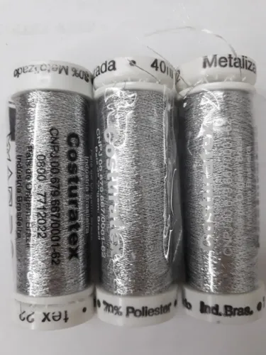 Linha Costura Metalizada Prata Costuratex 3 Unidades