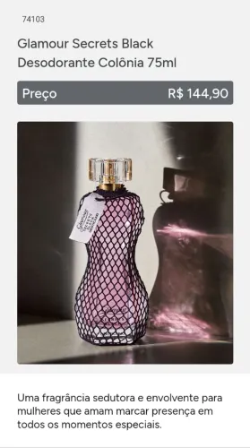 Glamour Secrets Black Desodorante Colônia 75ml