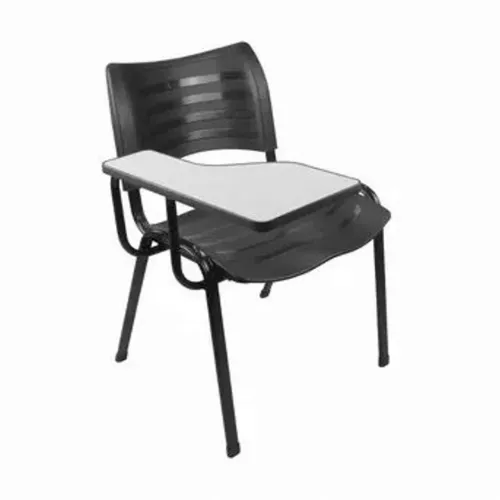 Cadeira escolar universitária polipropileno preta a vista - suporta até 130 kg