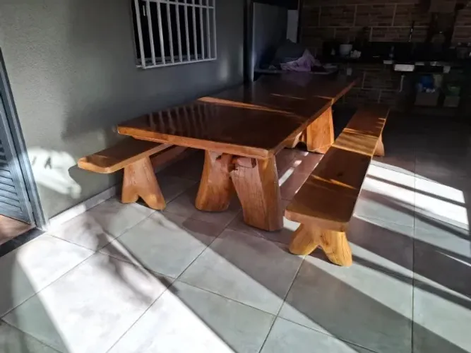 Promoção de Mesas Rusticas 3mts com dois bancos