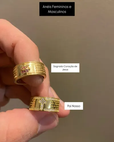 Anéis Pai Nosso Moeda Antiga Pronta Entrega