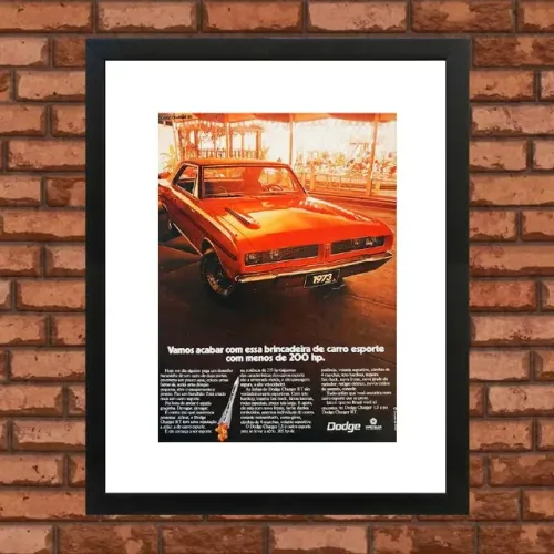 Dodge Charger RT - Quadro / pôster decorativo com propaganda original de revista