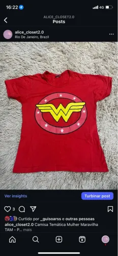 Camisa Temática Mulher Maravilha