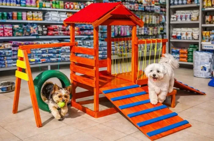 Playground de madeira para pets