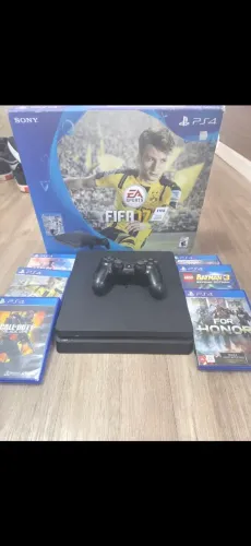 Playstation 4 slim com controle e jogos