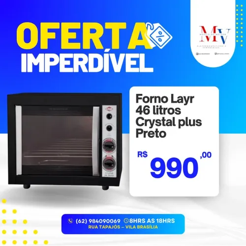 Forno Layr 46 Litros Crystal Plus Preto 