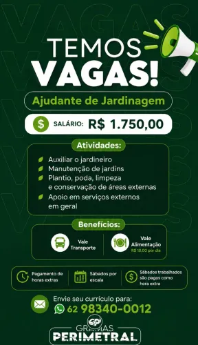 Vaga para ajudante de jardinagem 