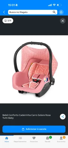 Cadeirinha bebê conforto na cor rosa igual da foto