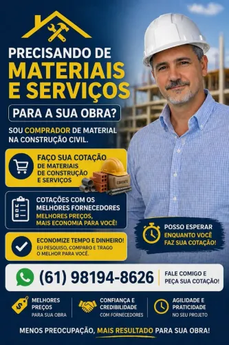 Faço cotação de material de construção para sua obra.