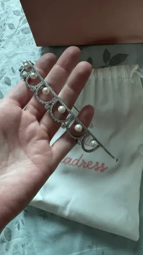 Tiara de noiva Headdress Pérola e Strass