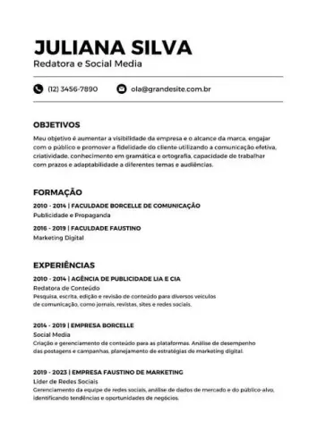 Currículo Profissional de Alta Qualidade