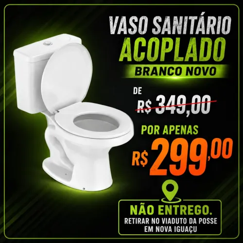 Vaso sanitário acoplado branco novo 
