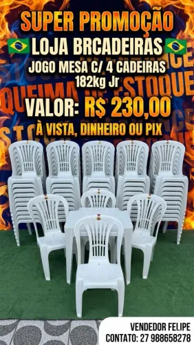Super promoção jogo de mesa e cadeira JR 182 kg 