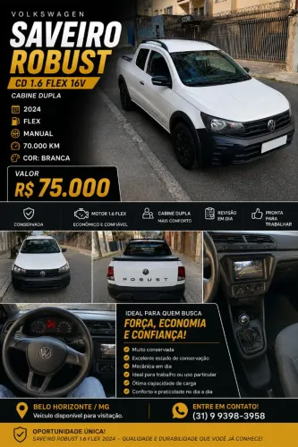 Volkswagen Saveiro Robust 1.6 Total Flex 16V CD 2024
