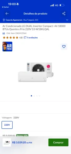 Ar condicionado LG inverter 18.000 btu