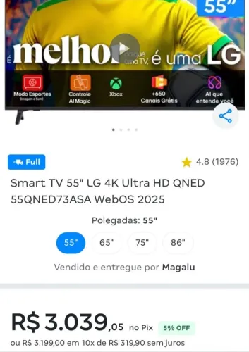 Tv LG 55 Polegadas lacrada 