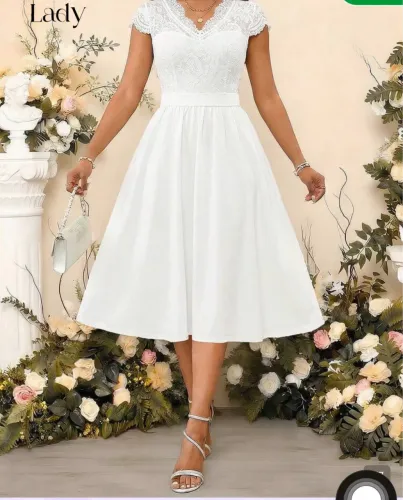 Lady Vestido Branco para Mulheres, Vestidos Elegantes para Mulheres,