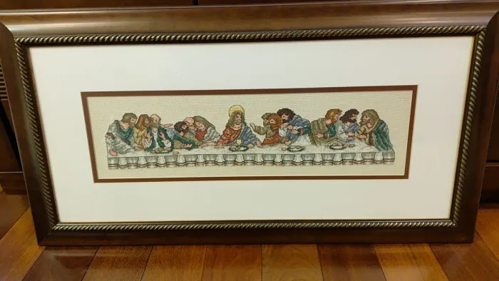 Quadro bordado em ponto cruz