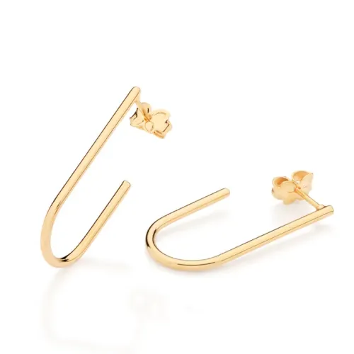 Rommanel- Brinco meia argola banhado a ouro 18k
