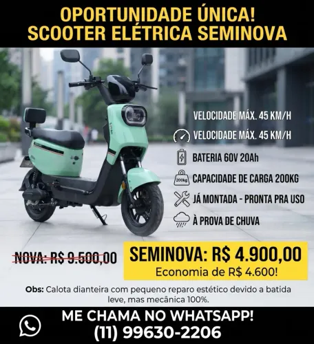 Scooter Elétrica, não precisa de CNH. 60KM autônomia