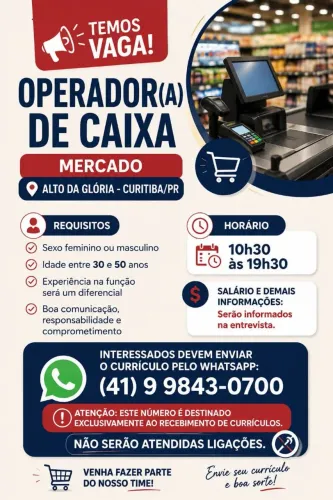 VAGA OPERADOR (A) CAIXA