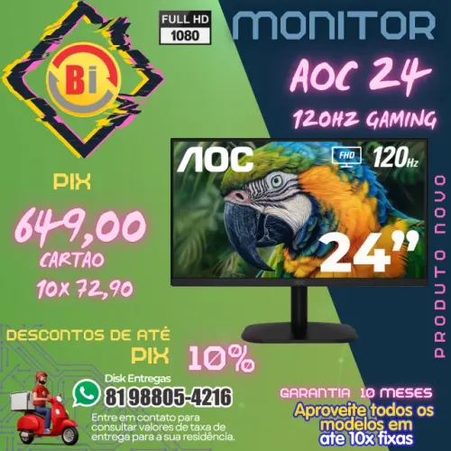 AOC, Monitor 23,8? 100Hz, 24B35HM2, 1ms Gaming, HDMI - Em ate 10x Fixas