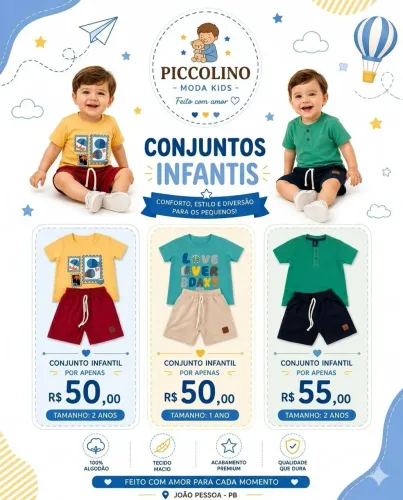Conjuntos infantis para meninos tamanho 1 e 2 anos