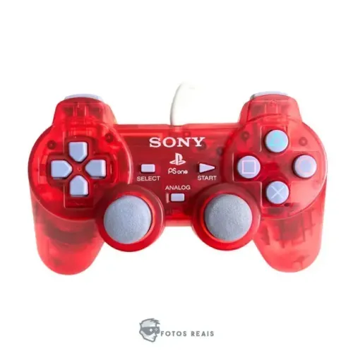 CONTROLE DUALSHOCK VERMELHO TRANSLUCIDO SEMINOVO - PS1